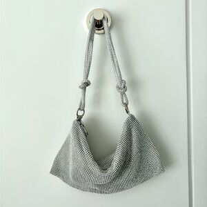 Y2K Silver Rhinestone Shoulder Bag – Mini Sparkle Evening Purse